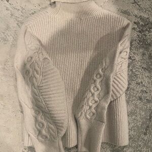 Topshop Cream Turtleneck Cable Knit Sweater